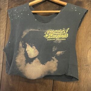 Vintage 1991 Ozzy Osbourne crew member Crop Top - Black